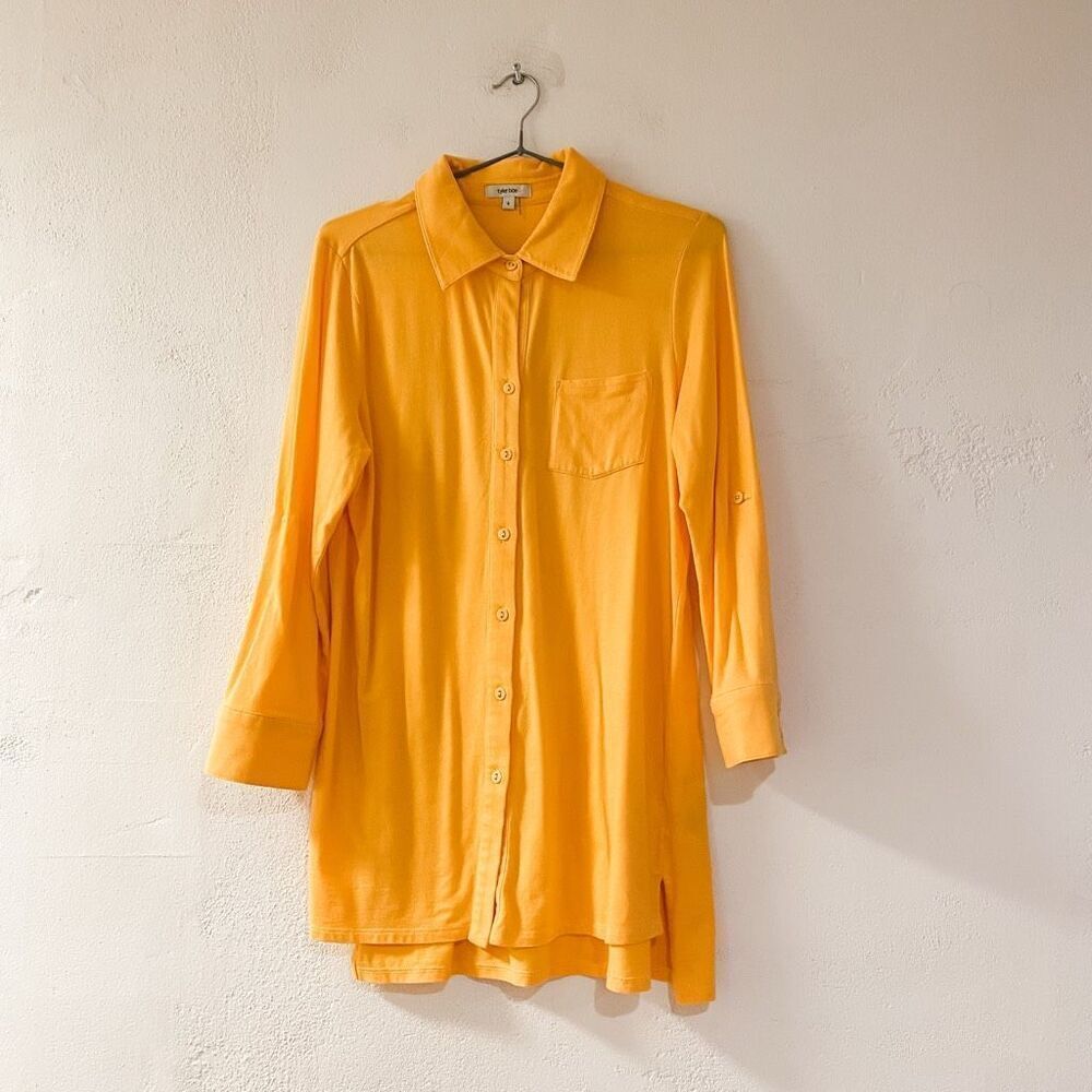 Tyler Boe Cotton Button Down Blouse in Orange Small
